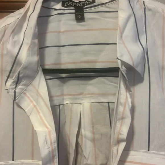 Express button down size medium white blue pink - Picture 2 of 3